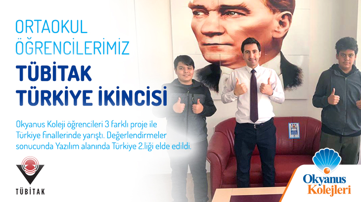 Ortaokul Öğrencilerimiz TÜBİTAK Türkiye İkincisi