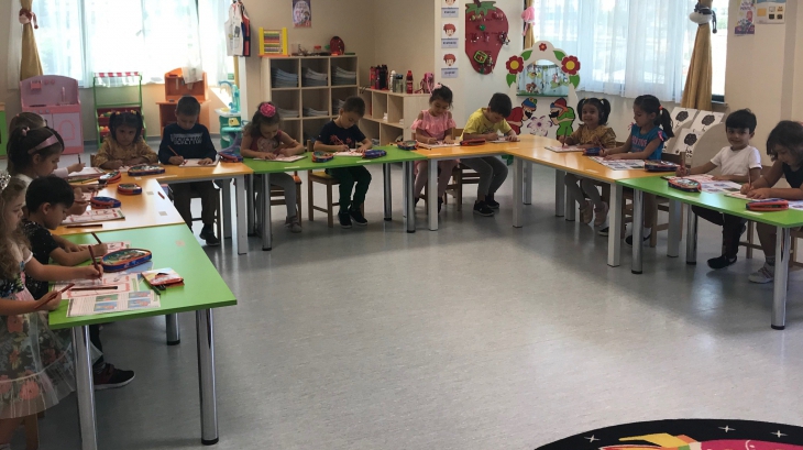 Sancaktepe Okyanus Koleji Okul Öncesi Gökkuşağı Grubu Öğrencileri Okuma Yazmaya Hazırlık Etkinliğinde