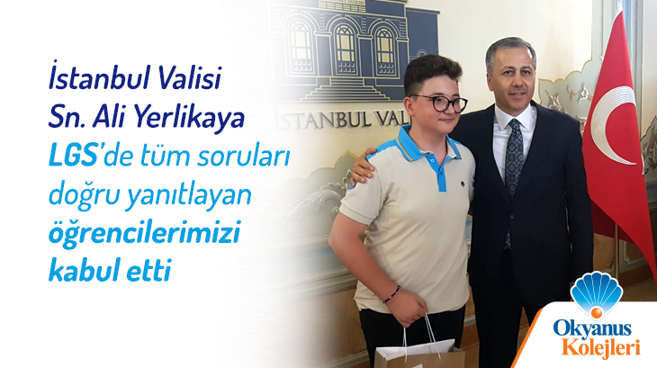 İstanbul Valisi Sn.Ali Yerlikaya LGS’de tüm soruları doğru yanıtlayarak tam puan alan İstanbuldaki Türkiye 1.si öğrencilerimizi makamında ağırladı.