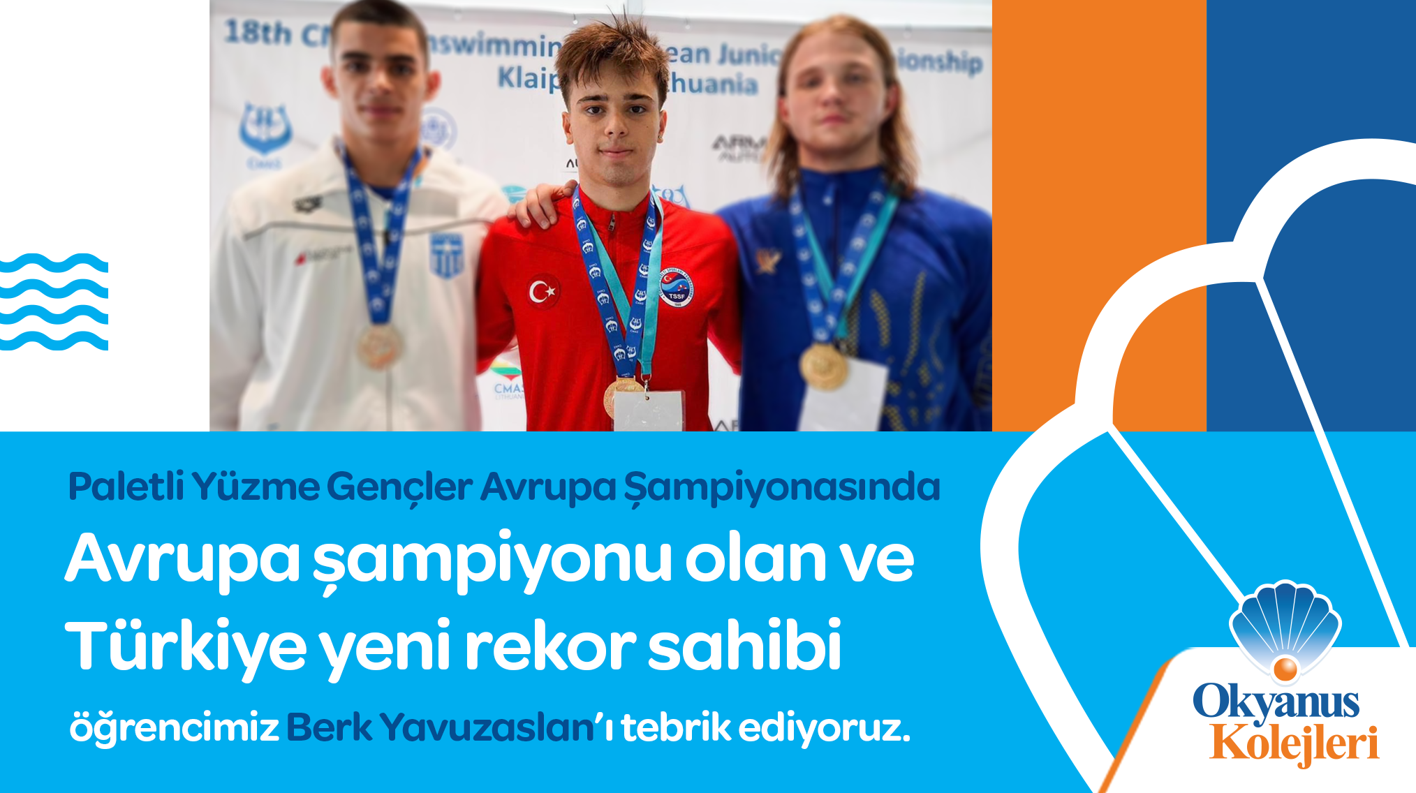 Milli Takım Sporcumuz ve Öğrencimiz Berk Yavuzaslan Dünya ve Avrupa Yüzme Şampiyonasında Madalya Kazandı