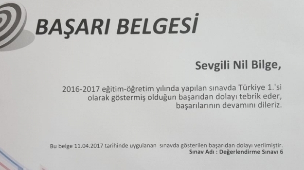 İncek Kampüsü Öğrencimiz Nil Bilge "OKULİSTİK" Sınavı Türkiye 1.si Oldu!
