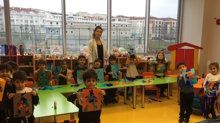 Beykent Okyanus Koleji Okul Öncesi Balıklar Sınıfı Sanat  Etkinliğinde