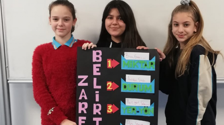 Lara Okyanus Koleji 7. Sınıf Öğrencilerimiz Türkçe Dersinde Zarflar Konusunu İşliyor