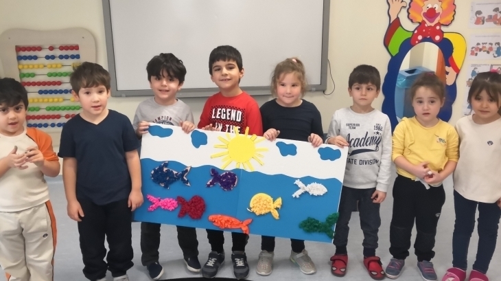 Sancaktepe Okyanus Koleji Okul Öncesi Balıklar Grubu Öğrencileri Sanat Etkinliğinde
